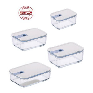 Neoflam Perfect Seal Dikdörtgen Cam Saklama Kabı Seti 4 Parça - NEOFLAM