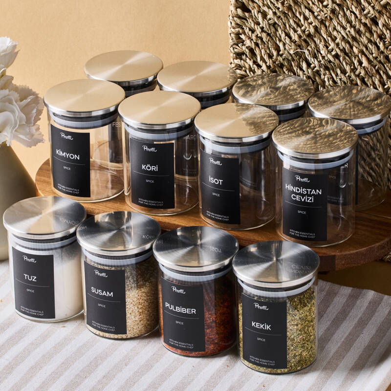 Perotti Aurelia 12 Parça Metak Kapak Cam Baharatlık 225 ml - 1
