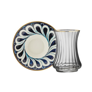 Sandro Moreno 1898 İznik Optik 12 Parça 6 Kişilik Çay Seti 150 ml - SANDRO MORENO